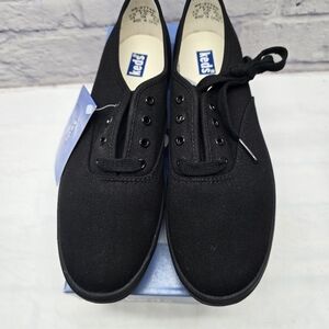 Keds Fundamentals Sneakers Black Canvas Flats Womens 9.5 Comfort Arch WK-2774M